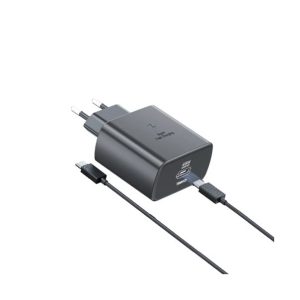 TRANYOO Kućni Punjač T-SA2C 25WPD sa Kablom Type-C na Type-C 60W, Crni