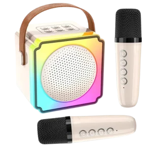 Karaoke bluetooth zvučnik sa 2 mikrofona P8,, Bež
